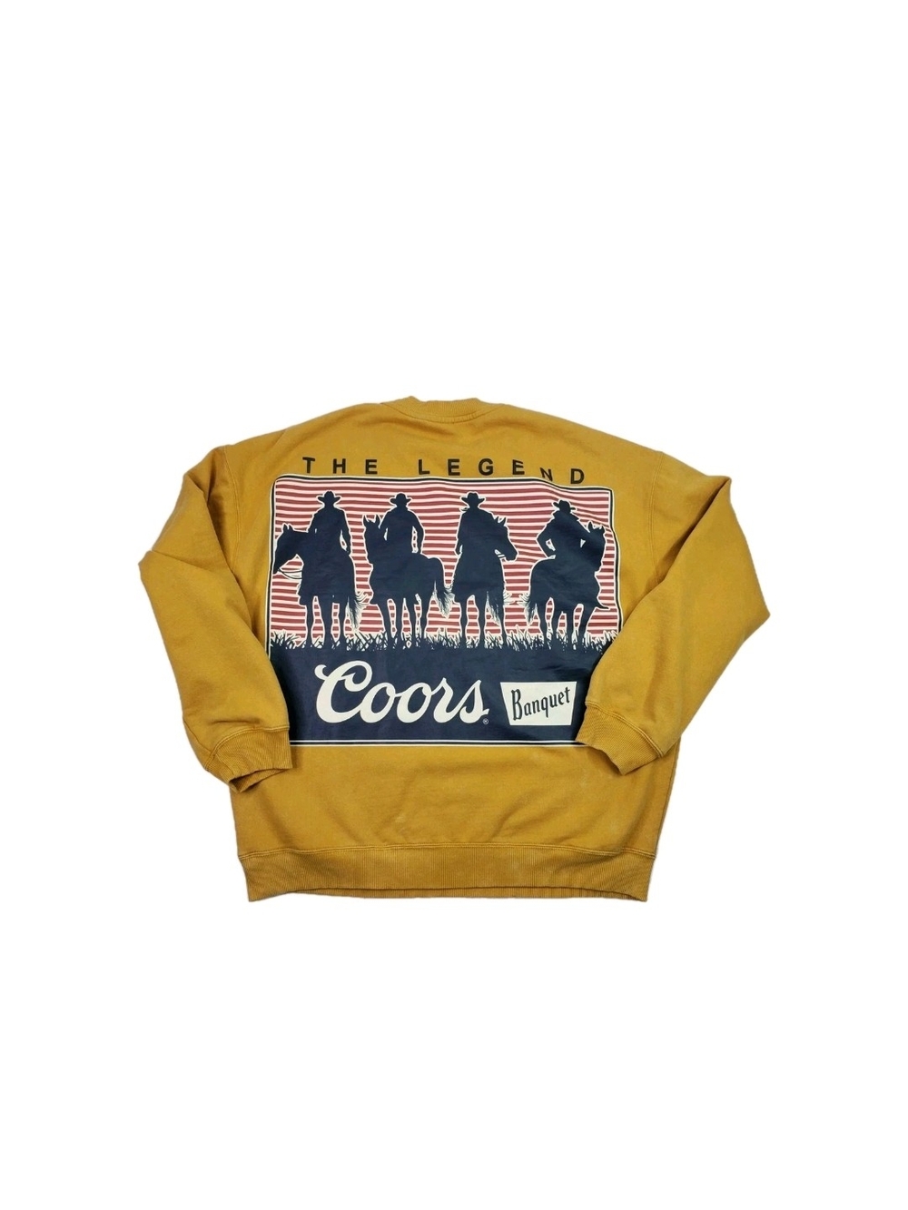 Coors Banquet Mustard Yellow Graphic Sweatshirt Mens Size 2XL